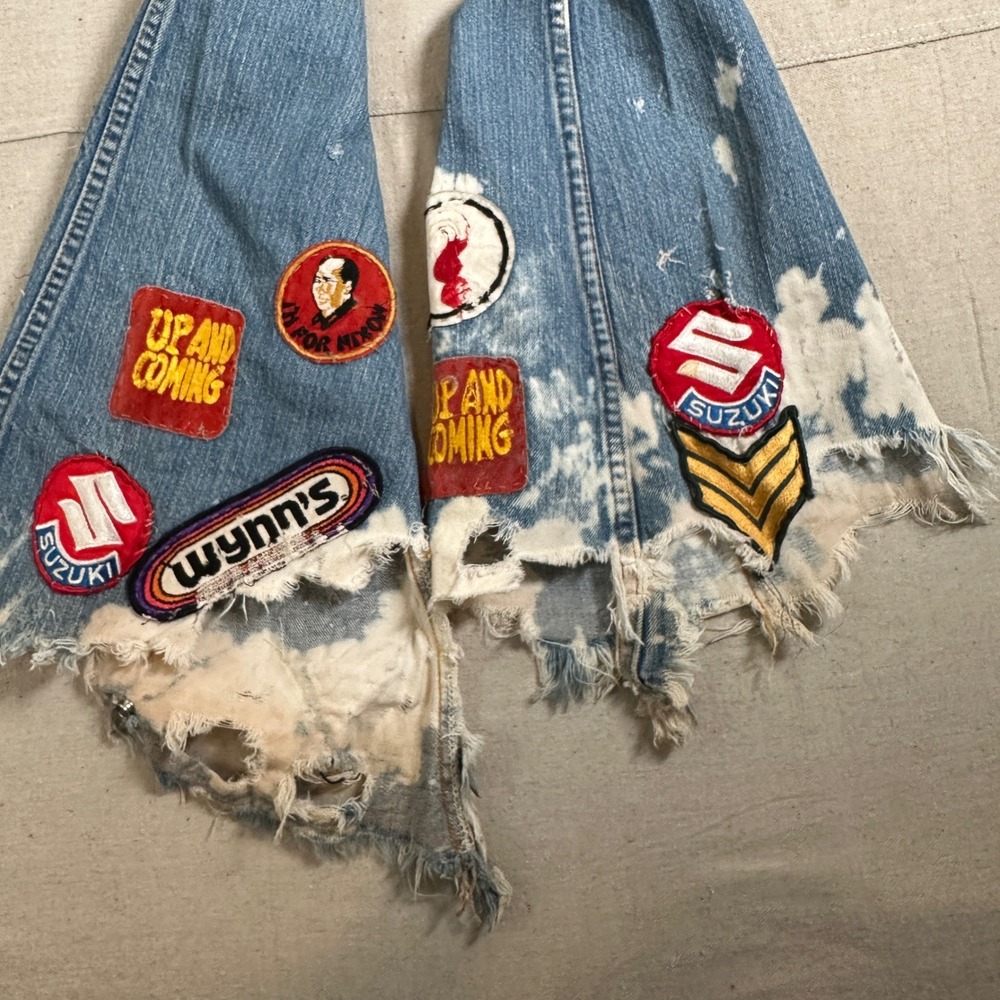 Levi's Custom Patchwork Flare Jeans Distressed Fe… - image 5